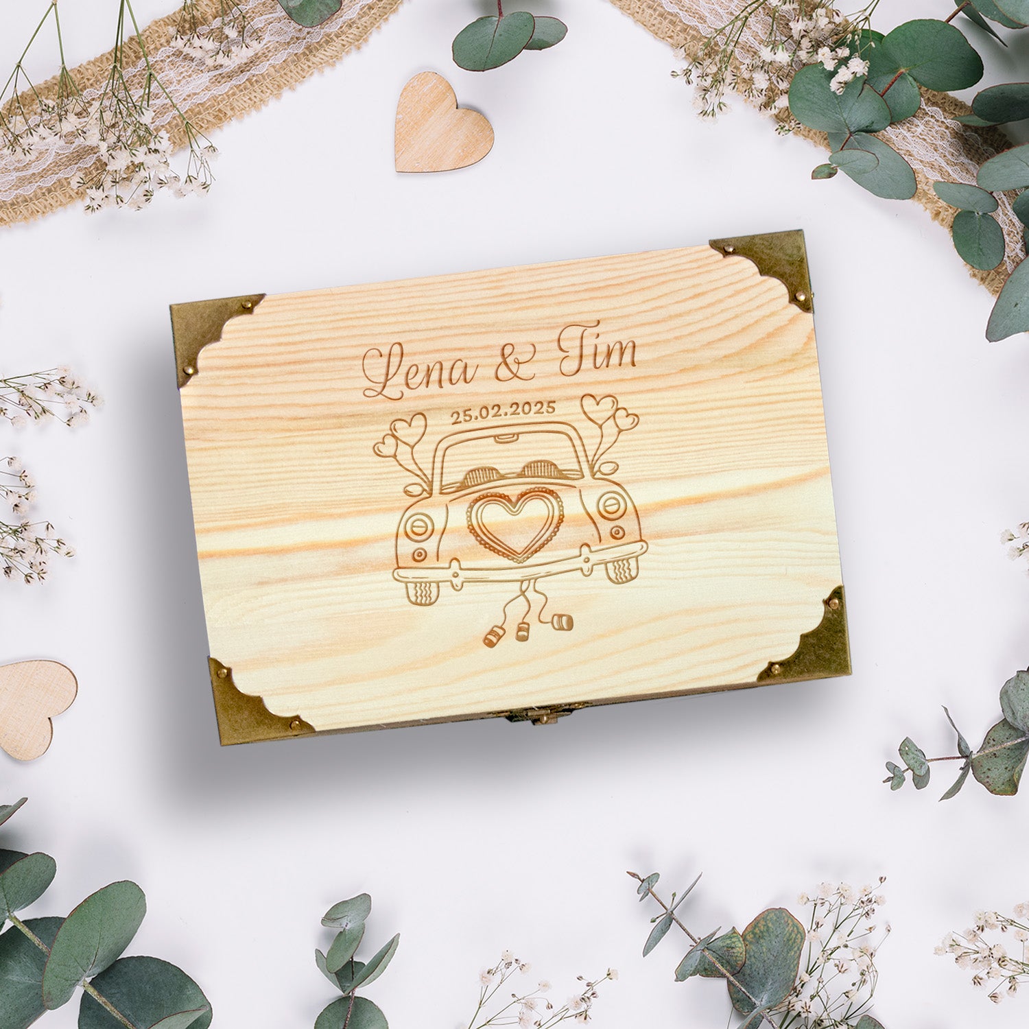 Personalisierte Hochzeitstruhe aus Holz