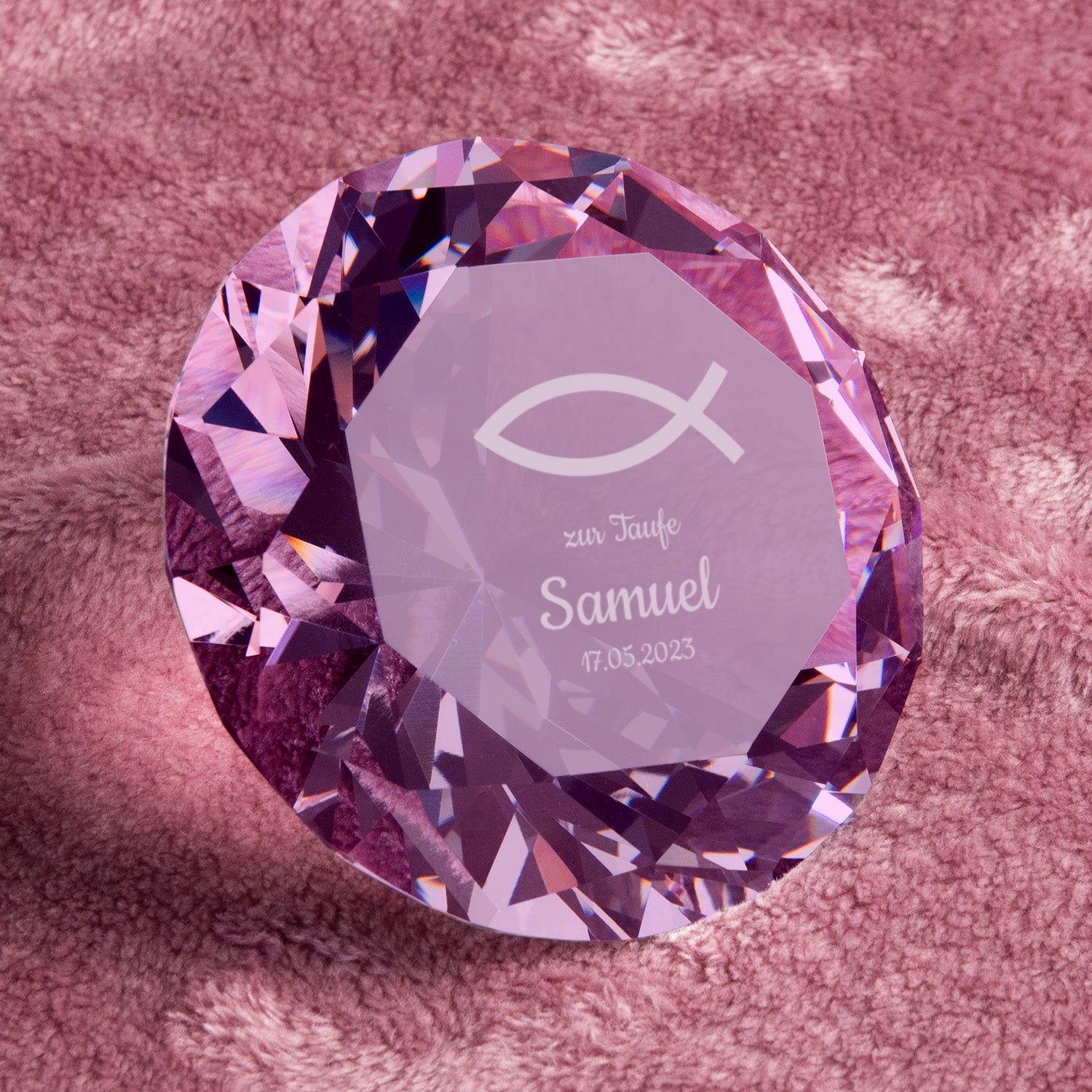Diamant für Kinder zur Taufe Rosa Fisch