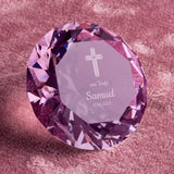 Diamant für Kinder zur Taufe Rosa Kreuz