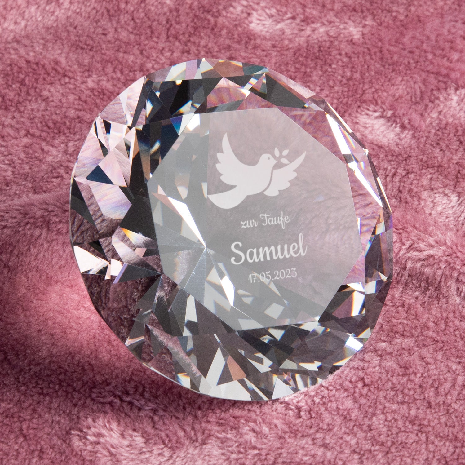 Diamant für Kinder zur Taufe Weiss Taube