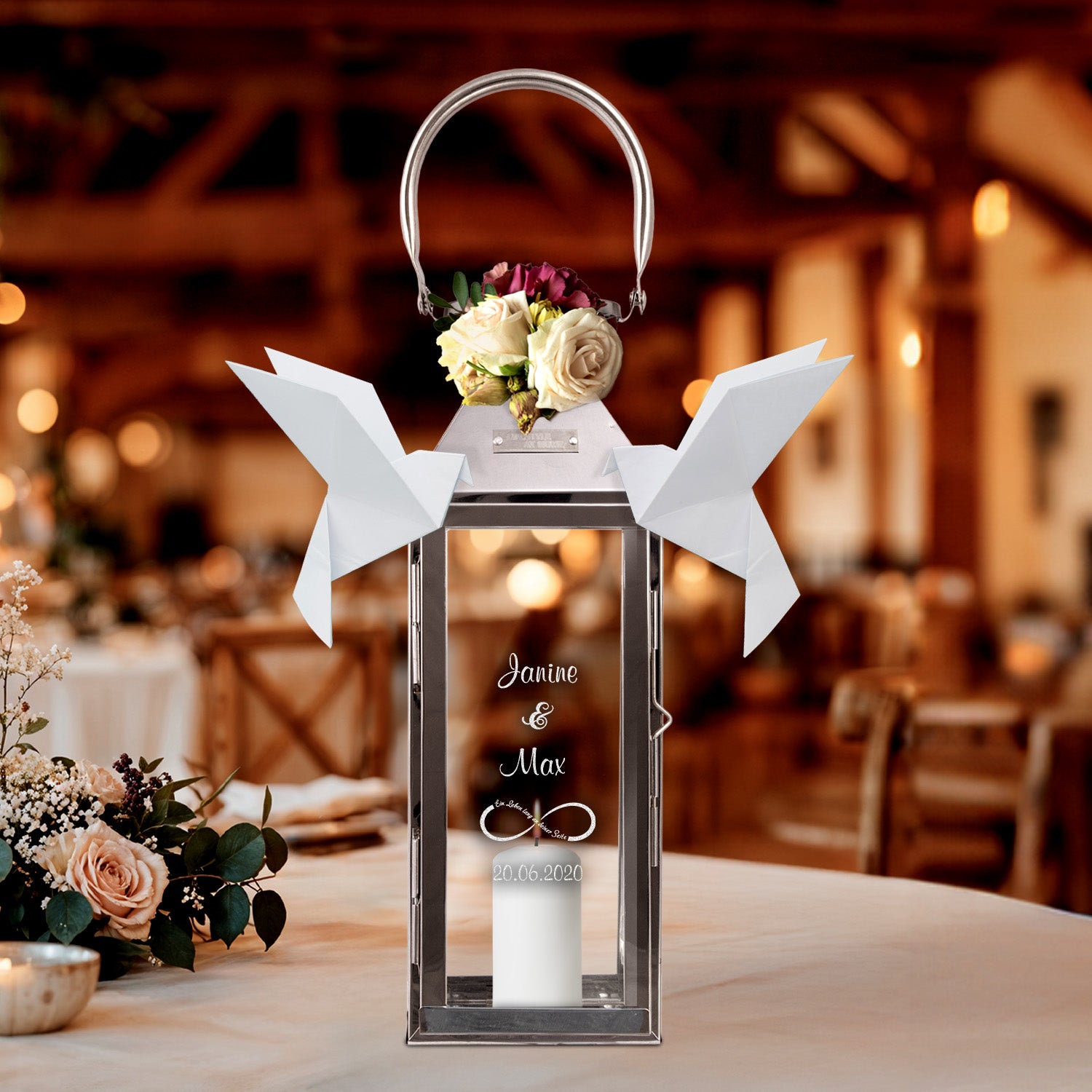 Laterne zur Hochzeit mit Gravur 35cm Unendlichkeit