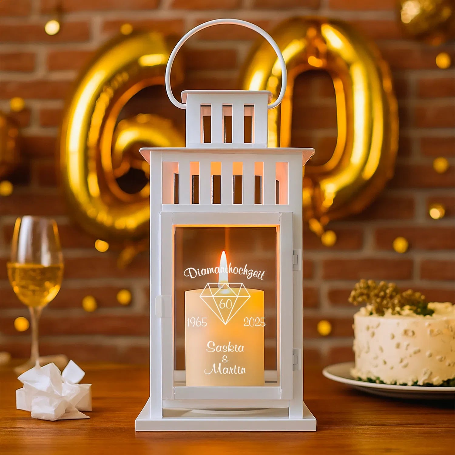 Laterne mit Gravur - Diamantene Hochzeit