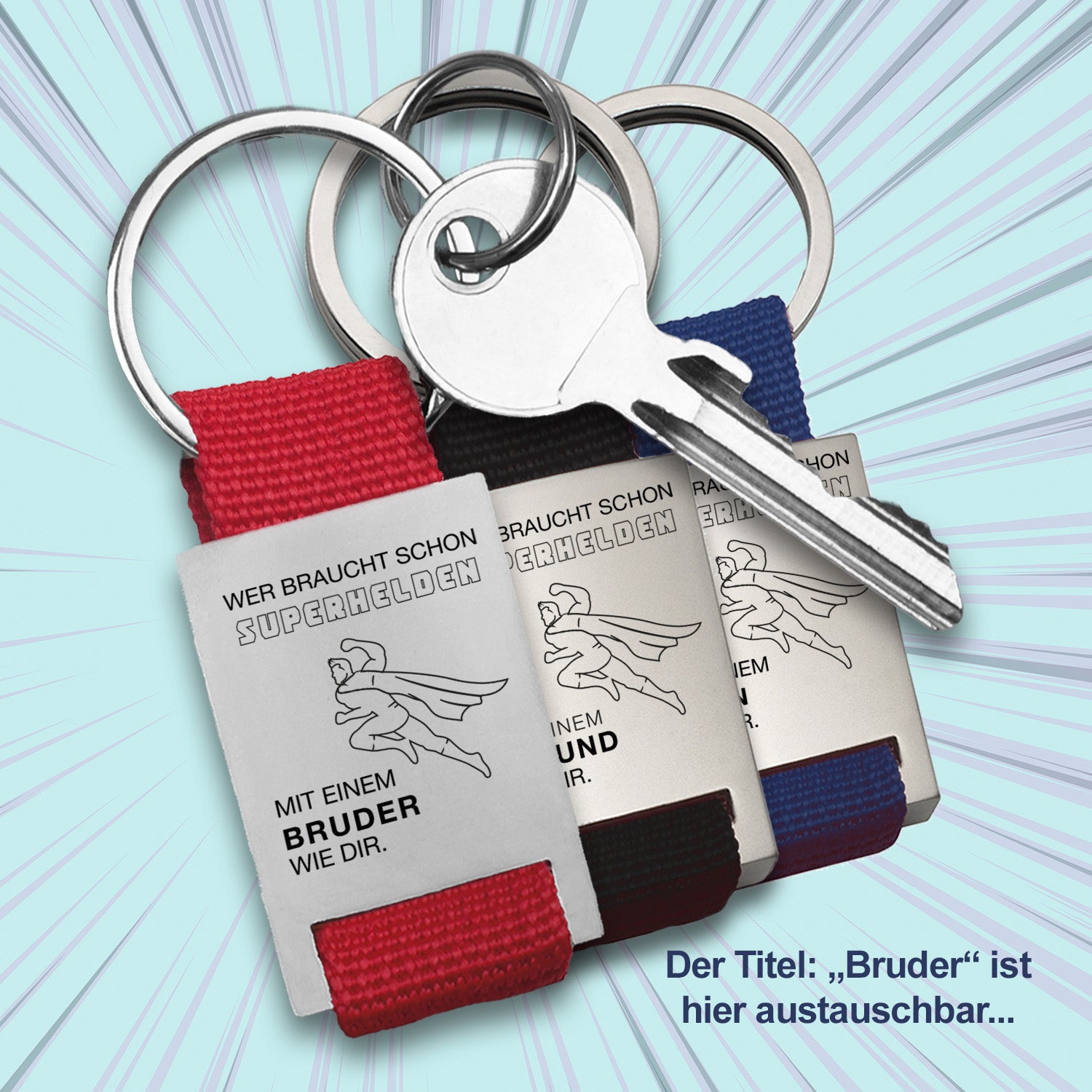 Schlüsselanhänger Superhelden mit Wunschnamen
