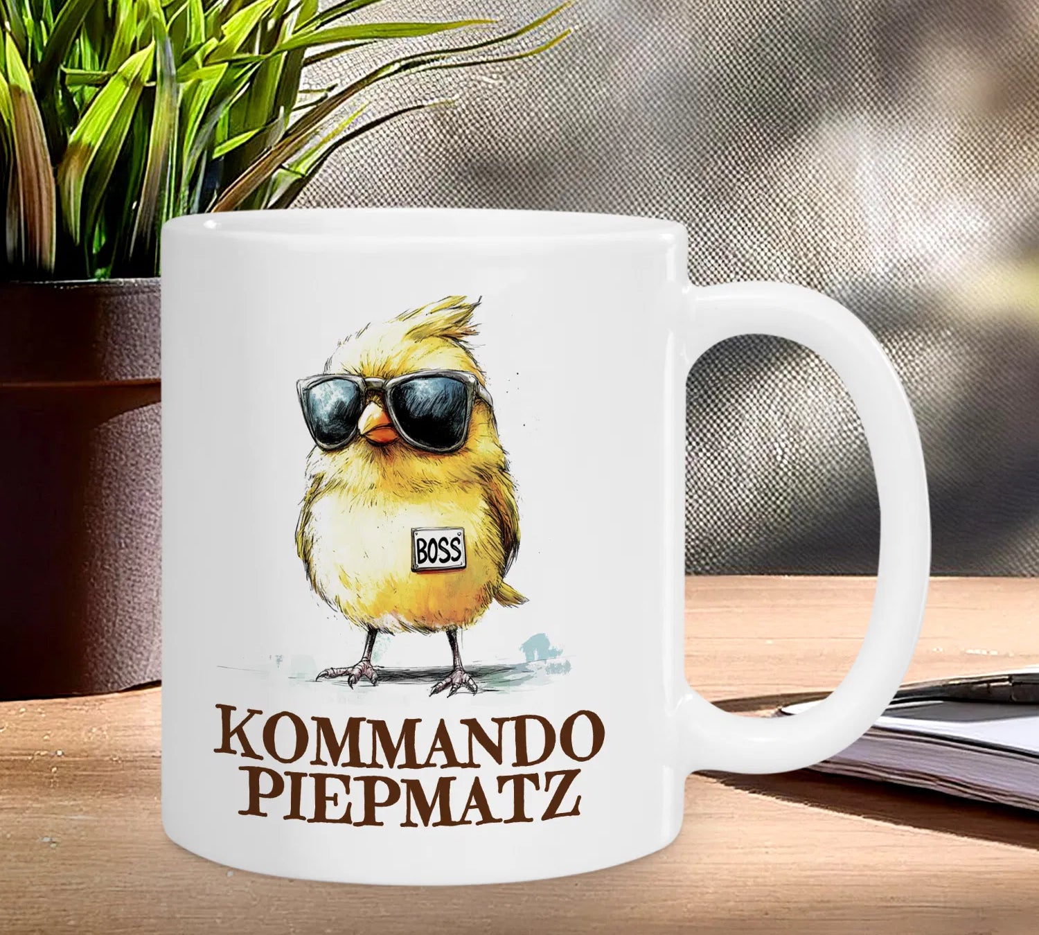 lustige Tasse Kommando Piepmatz Motiv 1