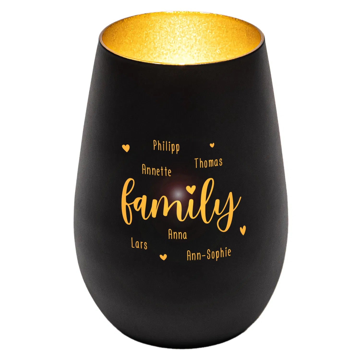 Windlicht - Family Schwarz matt gold