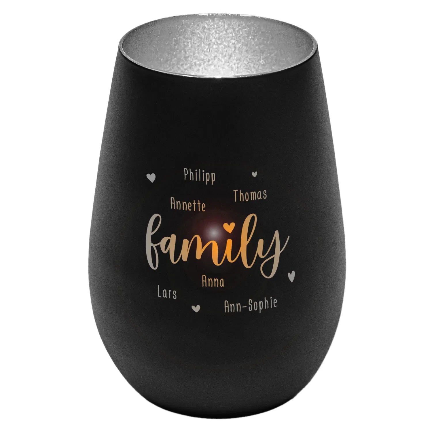 Windlicht - Family Schwarz matt silber