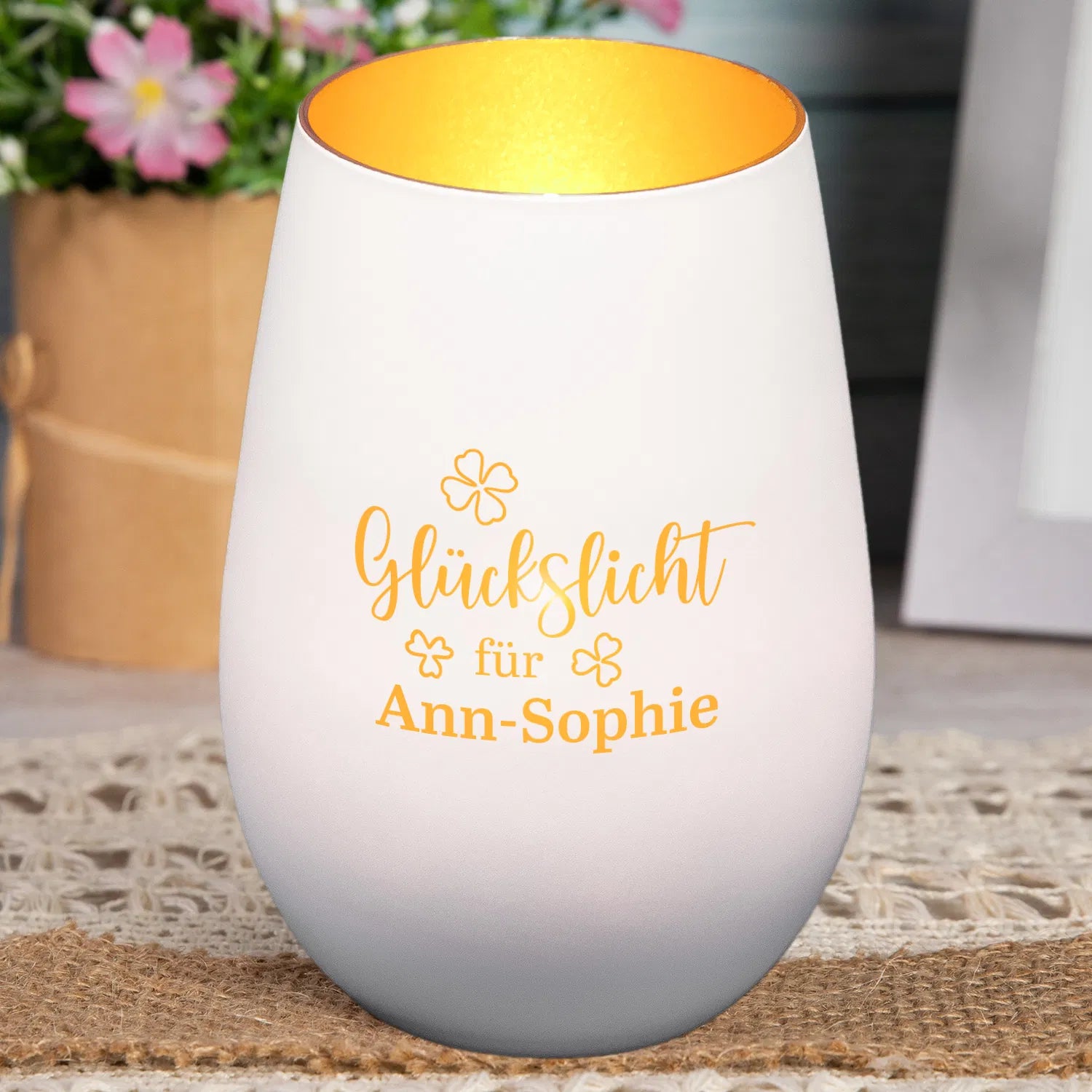 Windlicht - Glückslicht - Kleeblatt
