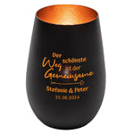 Windlicht - Hochzeit Schwarz matt bronze