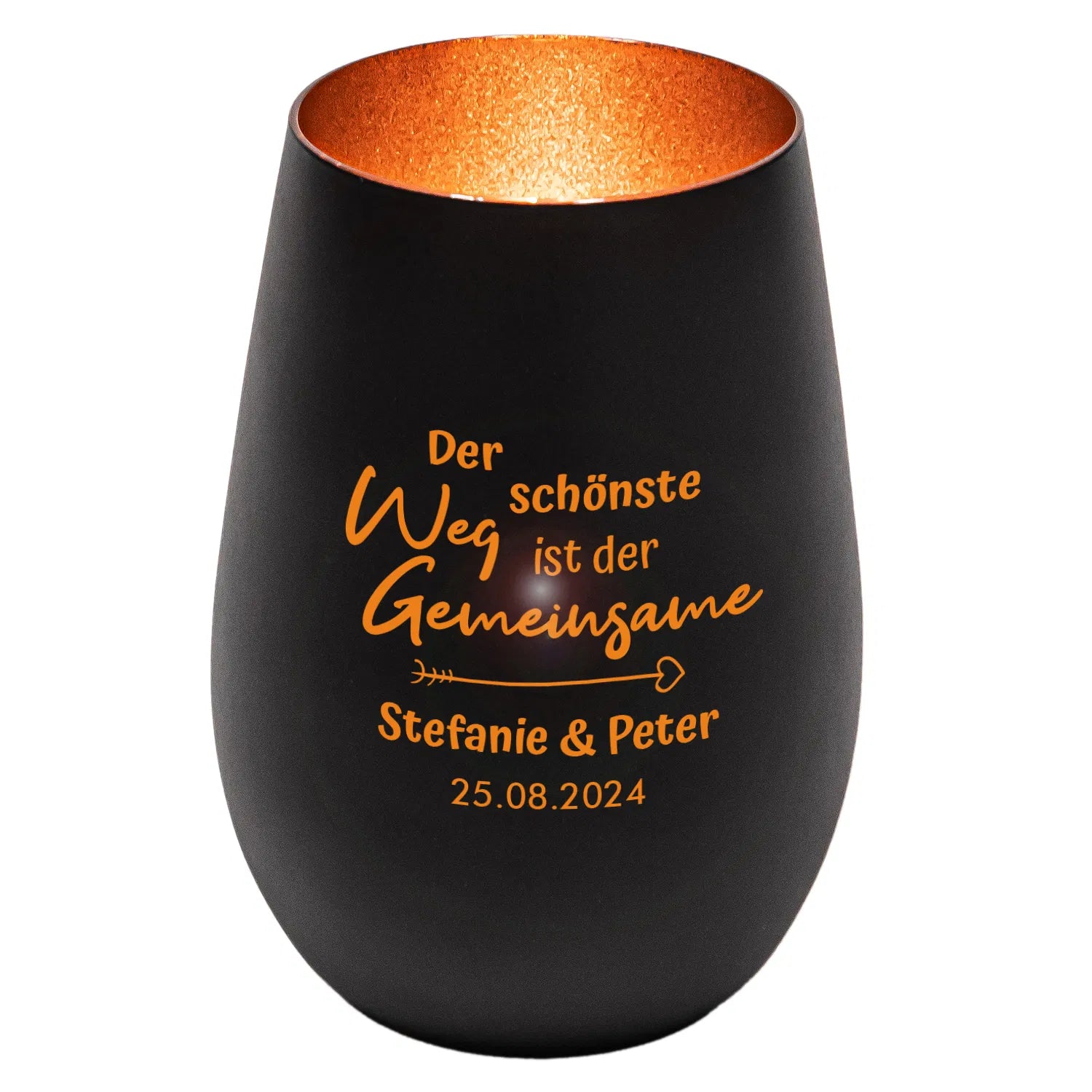 Windlicht - Hochzeit Schwarz matt bronze
