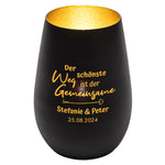 Windlicht - Hochzeit Schwarz matt gold