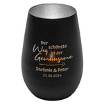 Windlicht - Hochzeit Schwarz matt silber