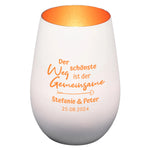 Windlicht - Hochzeit Weiss matt bronze