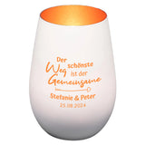 Windlicht - Hochzeit Weiss matt bronze
