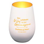 Windlicht - Hochzeit Weiss matt gold