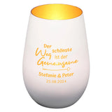 Windlicht - Hochzeit Weiss matt gold
