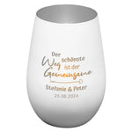 Windlicht - Hochzeit Weiss matt silber