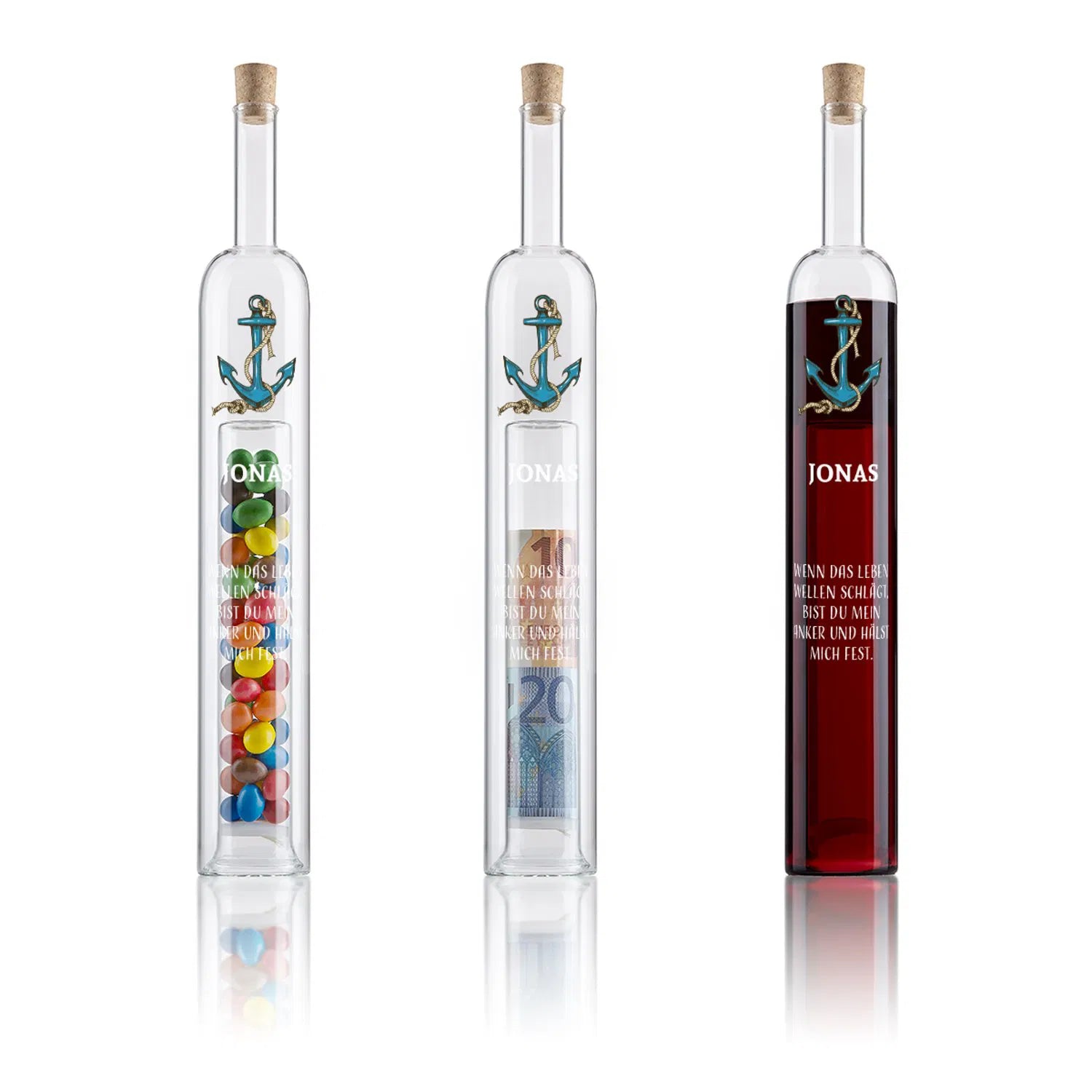 Geldgeschenkeflasche mit zweitem Hohlraum