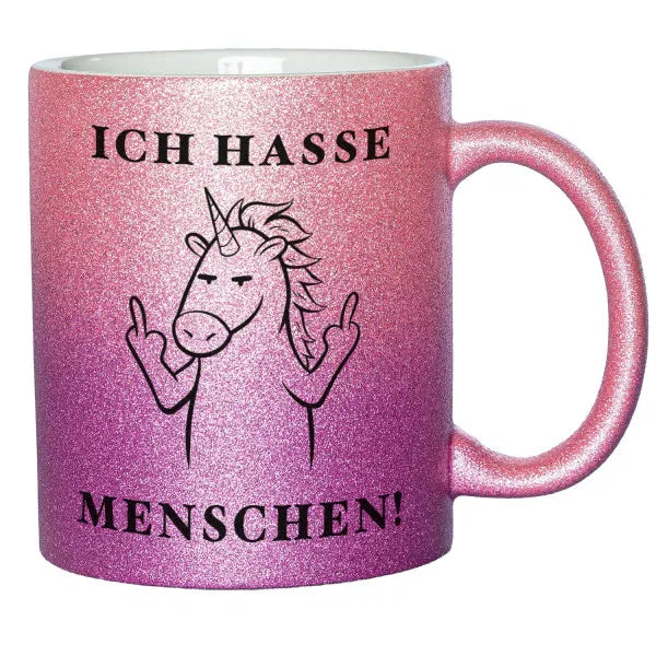 Glitzertasse - Ich hasse Menschen