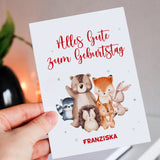 Grußkarte zum Geburtstag - Waldtiere