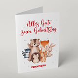 Grußkarte zum Geburtstag - Waldtiere