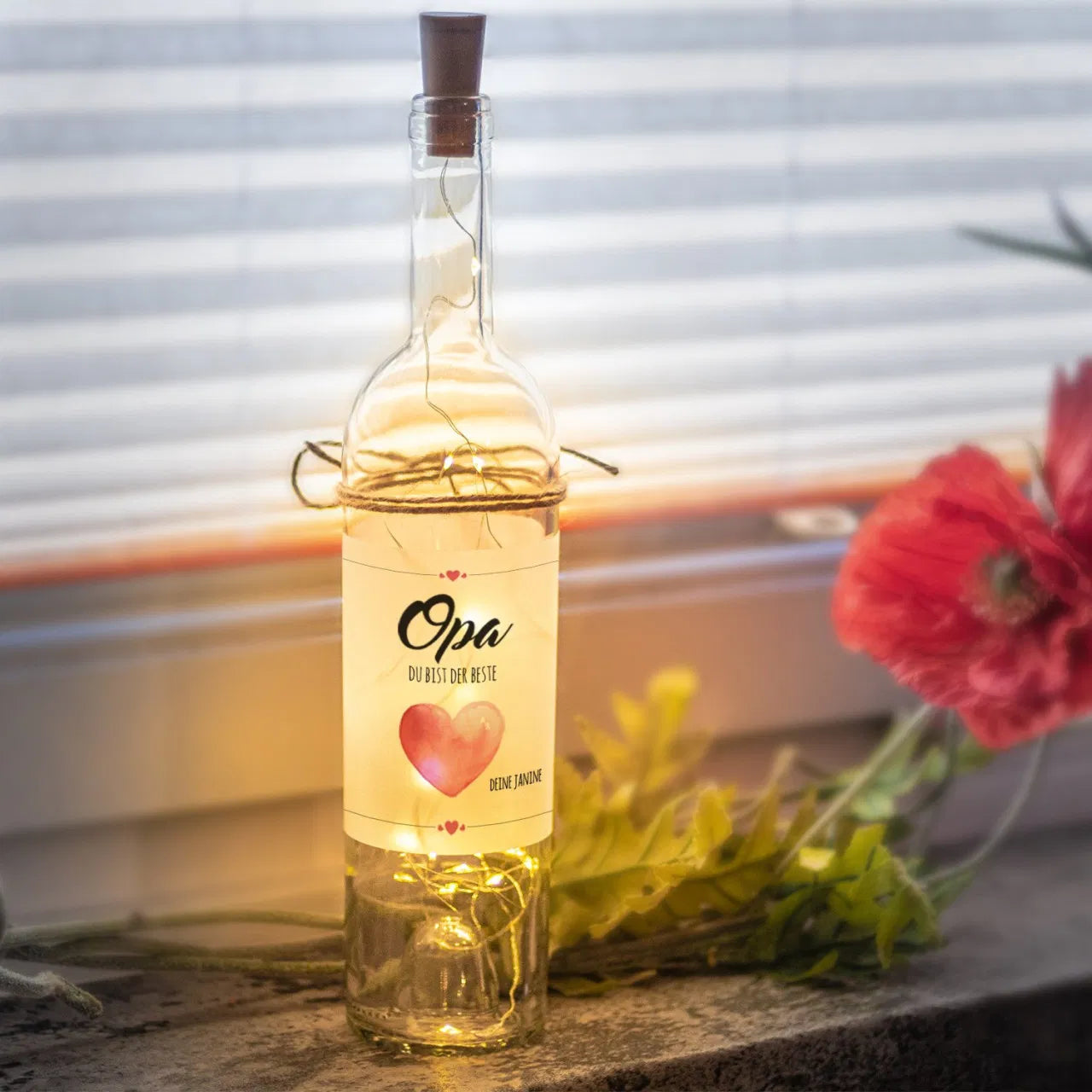 LED Flasche Herz mit Personalisierung