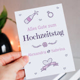 Grußkarte zum Hochzeitstag - Lilatöne