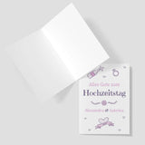 Grußkarte zum Hochzeitstag - Lilatöne